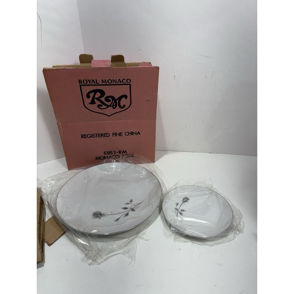 Monaco Rose Dinner Plate And Dessert Plate Set By Royal Monaco Fina China Floral
